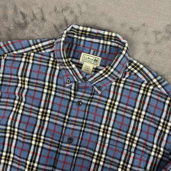 Vintage LL Bean Flannel Shirt Mens M Reg Plaid Scottish Tartan Blue Outdoor Work - Picture 2 of 7